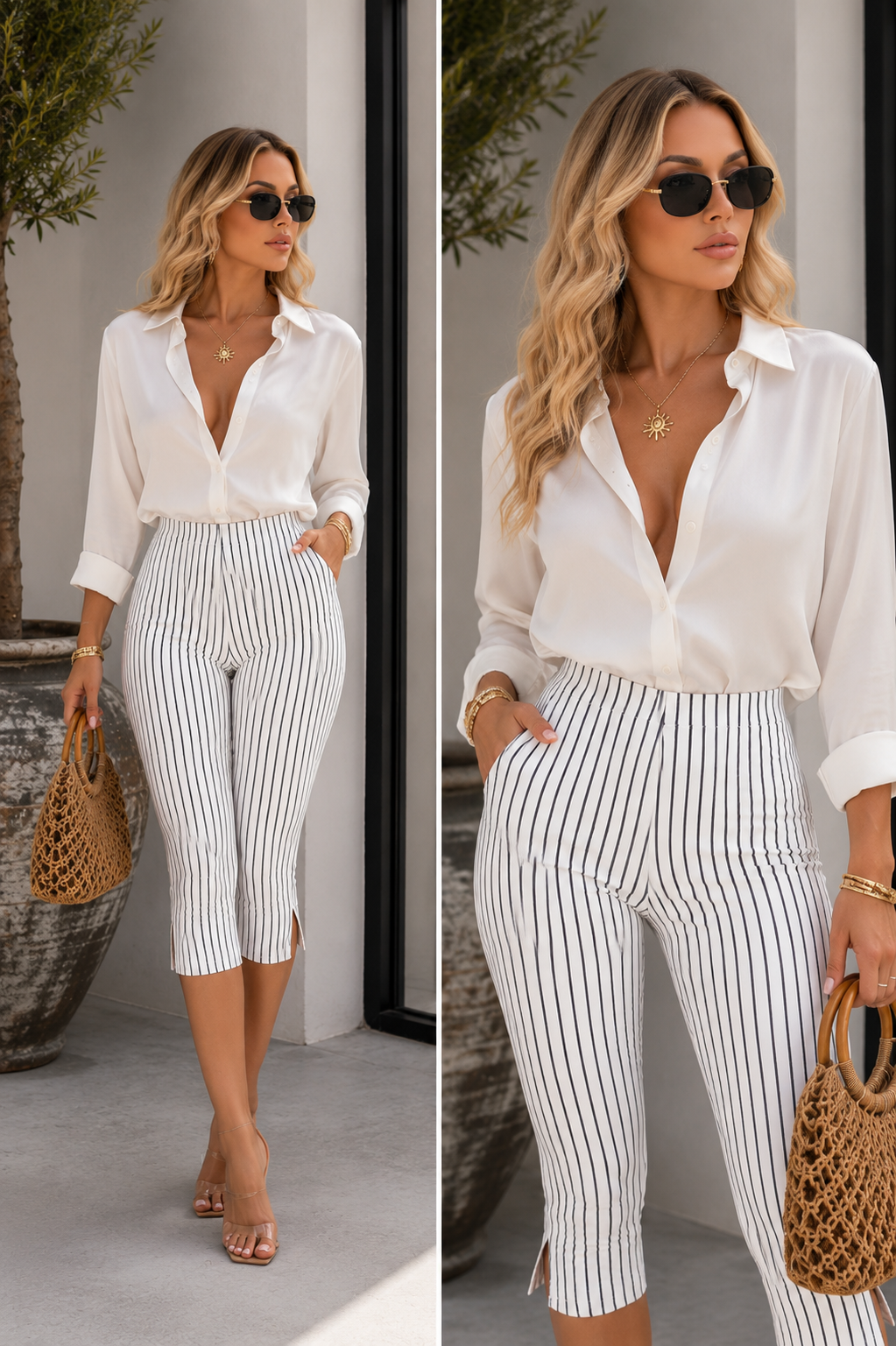 Pinstripe Chic Capri Pants
