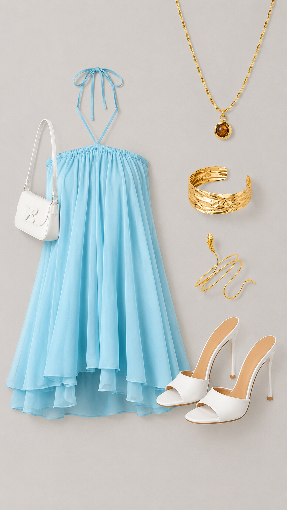 💙 Tiffany Blue Chiffon Mini Dress