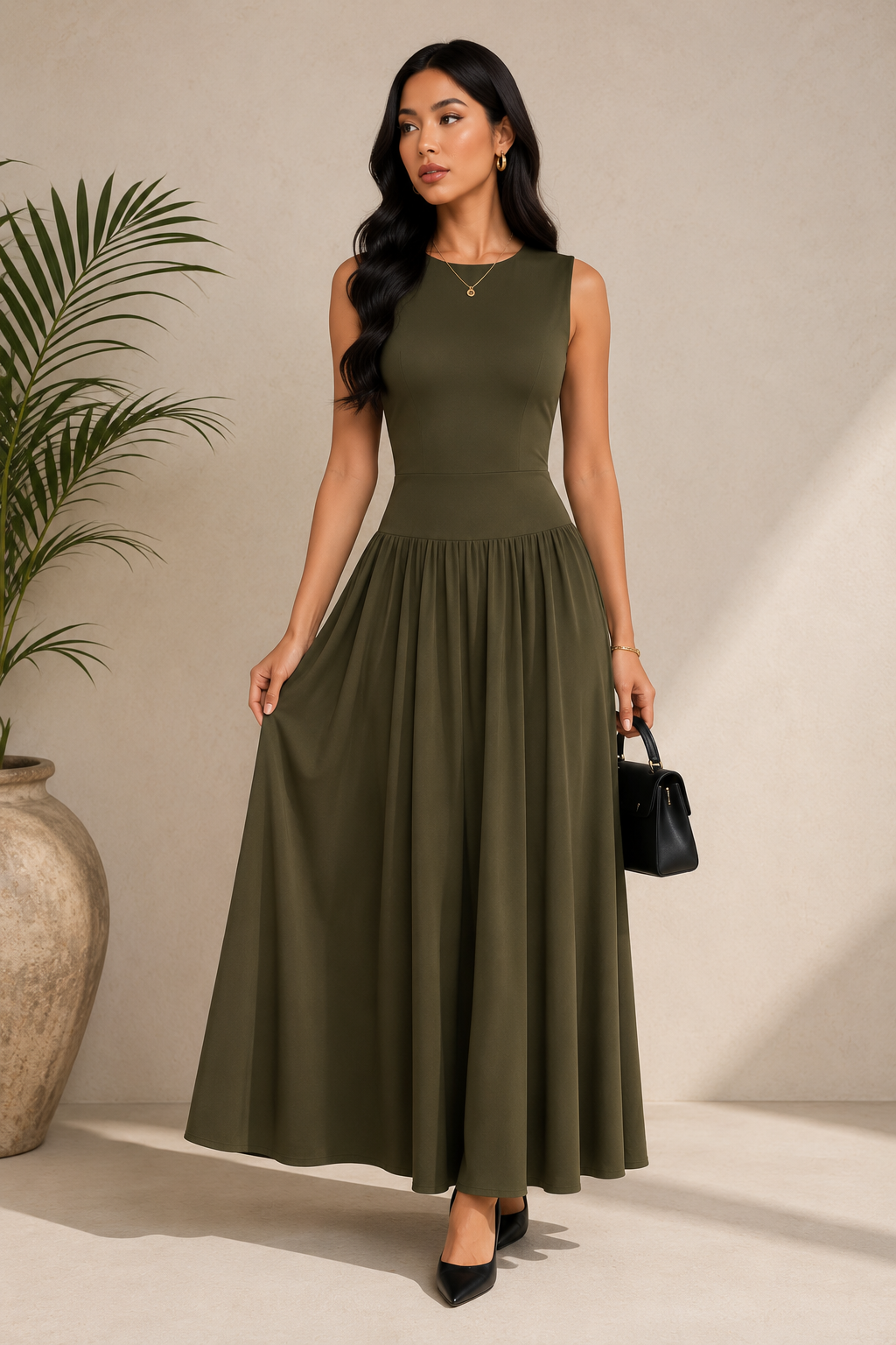 Elegant Minimalist Sleeveless Maxi Dress